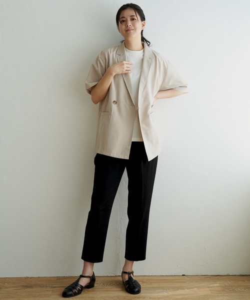 ikka（イッカ）の「リネンライク半袖テーラードジャケット（テーラードジャケット・レディース・ブラック/ベージュ・S/M/L）」の5枚目の写真