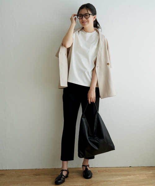 ikka（イッカ）の「リネンライク半袖テーラードジャケット（テーラードジャケット・レディース・ブラック/ベージュ・S/M/L）」の6枚目の写真