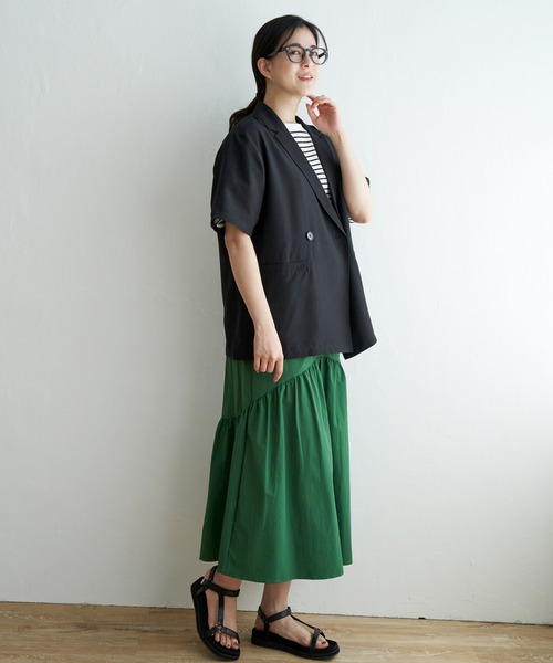 ikka（イッカ）の「リネンライク半袖テーラードジャケット（テーラードジャケット・レディース・ブラック/ベージュ・S/M/L）」の3枚目の写真