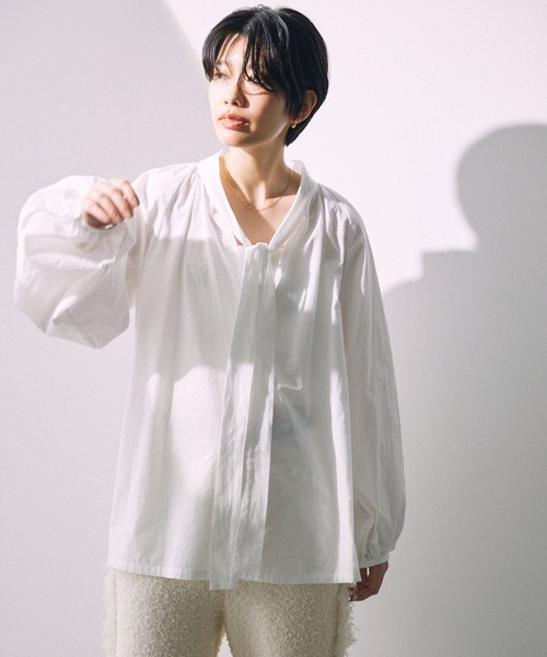 90s オゾンコミュニティ 天使 ブラウス　シャツ　白　オフホワイト ＆ビッグプリント オーバーサイズTシャツ＜ホワイト＞(S