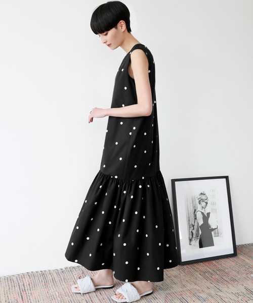 Oggi掲載】裾ティアードドットロングワンピース（ワンピース