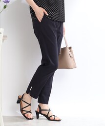 couture brooch | 【SS-LL/ウエストゴムでラクチン】フェイクパールアクセントハイパーストレッチパンツ(その他パンツ)