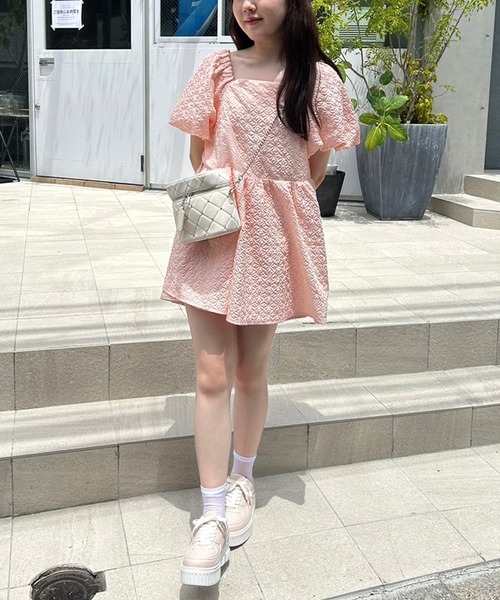 one after another NICE CLAUP（ワンアフターアナザーナイスクラップ）の「ぷくぷくジャガードチュニック/セットアップボトムあり（チュニック・レディース・ピンク/アイボリー/ブラック・FREE）」の18枚目の写真