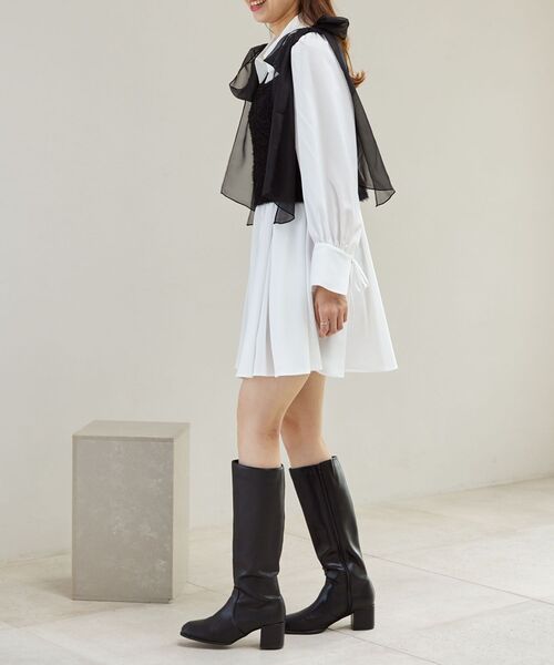 MAJESTIC LEGON（マジェスティックレゴン）の「肩リボンプードルビスチェ（ベスト・レディース・アイボリー/グレー/ピンク/ブラック・MEDIUM）」の7枚目の写真