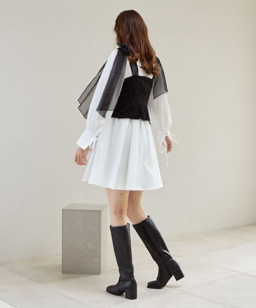 MAJESTIC LEGON（マジェスティックレゴン）の「肩リボンプードルビスチェ（ベスト・レディース・アイボリー/グレー/ピンク/ブラック・MEDIUM）」の8枚目の写真