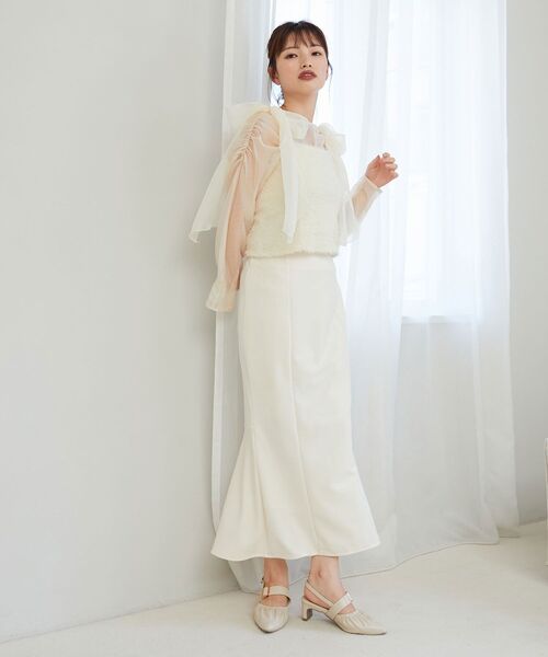 MAJESTIC LEGON（マジェスティックレゴン）の「肩リボンプードルビスチェ（ベスト・レディース・アイボリー/グレー/ピンク/ブラック・MEDIUM）」の14枚目の写真