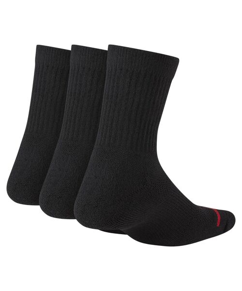 JORDAN BRAND(ジョーダンブランド)の「ジョーダン ジャンプマン リトルキッズ クッションド クルー ソックス (3足) / Jordan JumpmanLittle Kids' Cushioned Crew Socks (3 Pairs)(ソックス/靴下・キッズ・グレー系その他/ブラック/レッド・17-20.5cm)」の5枚目の写真