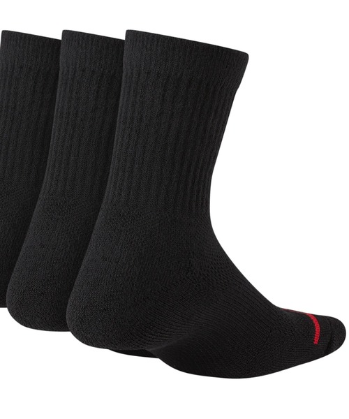 JORDAN BRAND(ジョーダンブランド)の「ジョーダン ジャンプマン リトルキッズ クッションド クルー ソックス (3足) / Jordan JumpmanLittle Kids' Cushioned Crew Socks (3 Pairs)(ソックス/靴下・キッズ・グレー系その他/ブラック/レッド・17-20.5cm)」の4枚目の写真