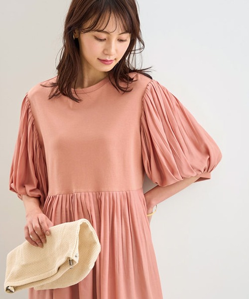 BELLUNA（ベルーナ）の「異素材使いフレアーデザインチュニック（チュニック・レディース・アイボリー/チャコール/コーラル・LARGE/MEDIUM/X-LARGE）」の6枚目の写真