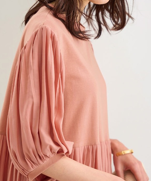 BELLUNA（ベルーナ）の「異素材使いフレアーデザインチュニック（チュニック・レディース・アイボリー/チャコール/コーラル・LARGE/MEDIUM/X-LARGE）」の10枚目の写真