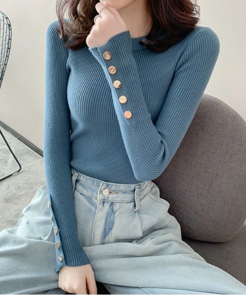 ボタン付きブロック配色リブニット Eimee Law│Eimee Law