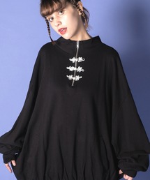 ankoROCK（アンコロック）の「チャイナボタンハーフジッププルオーバー -オーバーサイズ-（スウェット・レディース）」