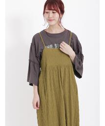 Samansa Mos2 | ヴィンテージライク袖フリルロゴTシャツ(Tシャツ/カットソー)