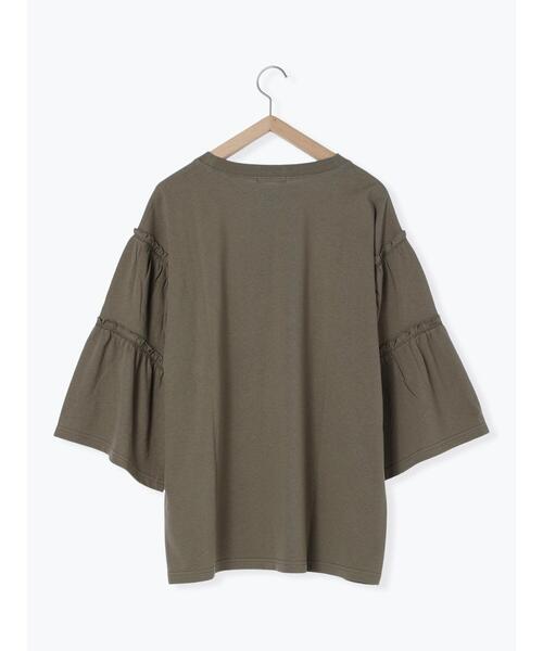 Samansa Mos2(サマンサ モスモス)の「ヴィンテージライク袖フリルロゴTシャツ(Tシャツ/カットソー・レディース・ブルー/チャコールグレー/キナリ/カーキ・F)」の15枚目の写真