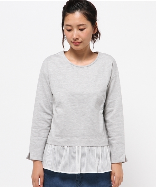 OUTLET（アウトレット）の「【CAPRICIEUX LE'MAGE】シアーストライプレイヤードプルオーバー（Tシャツ/カットソー・レディース・ネイビー/グレー・FREE）」の3枚目の写真