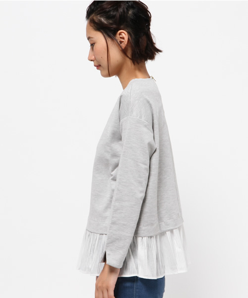 OUTLET（アウトレット）の「【CAPRICIEUX LE'MAGE】シアーストライプレイヤードプルオーバー（Tシャツ/カットソー・レディース・ネイビー/グレー・FREE）」の4枚目の写真