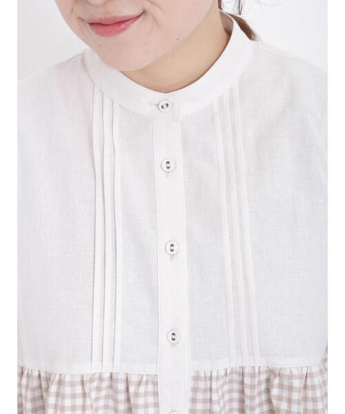 Samansa Mos2(サマンサ モスモス)の「ギンガムチェック配色切替7分袖ブラウス(シャツ/ブラウス・レディース・ベージュ/ブルー/ブラック/レッド・F)」の14枚目の写真