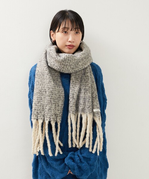 FREAK'S STORE（フリークスストア）の「限定展開　フリンジ ボリューム マフラー（マフラー・レディース・イエロー/グレー/ベージュ/パープル/ブラウン・ONE SIZE）」の8枚目の写真