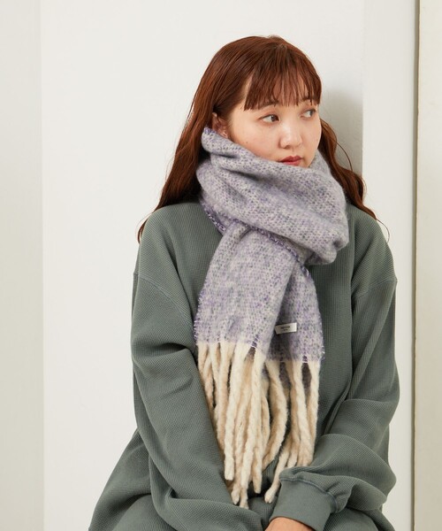 FREAK'S STORE（フリークスストア）の「限定展開　フリンジ ボリューム マフラー（マフラー・レディース・イエロー/グレー/ベージュ/パープル/ブラウン・ONE SIZE）」の14枚目の写真