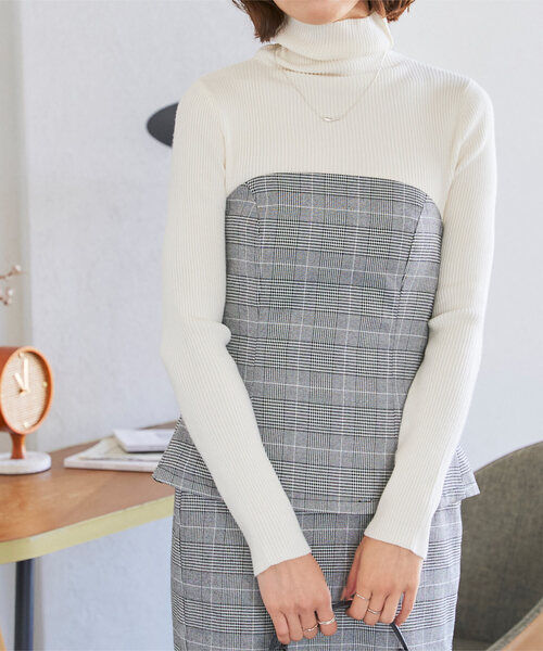 チェック柄ペプラムベアビスチェ（ベスト）｜KOBE LETTUCE