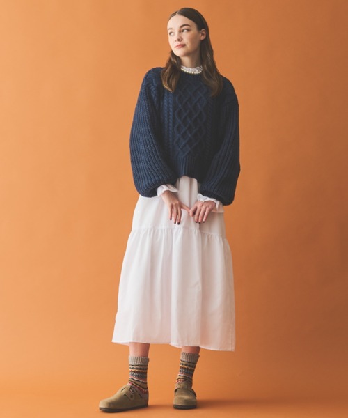 MERLOT（メルロー）の「襟フリルティアードワンピース（ワンピース・レディース・サックスブルー/ブラック/ホワイト・MT/FREE）」の8枚目の写真