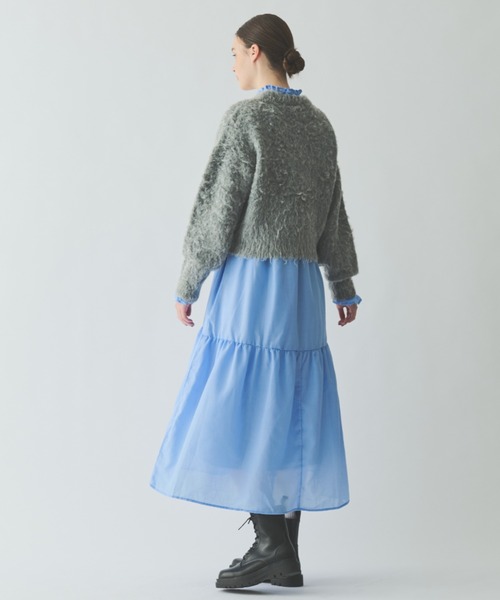 MERLOT（メルロー）の「襟フリルティアードワンピース（ワンピース・レディース・サックスブルー/ブラック/ホワイト・MT/FREE）」の20枚目の写真