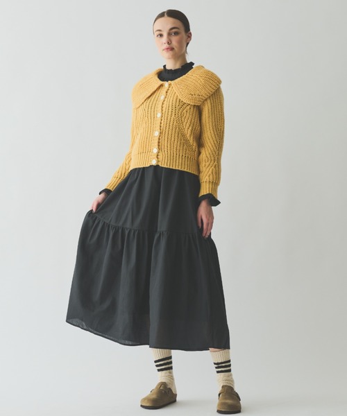 MERLOT（メルロー）の「襟フリルティアードワンピース（ワンピース・レディース・サックスブルー/ブラック/ホワイト・MT/FREE）」の14枚目の写真