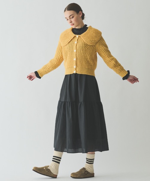 MERLOT（メルロー）の「襟フリルティアードワンピース（ワンピース・レディース・サックスブルー/ブラック/ホワイト・MT/FREE）」の17枚目の写真