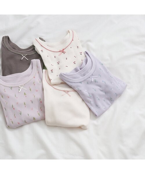 apres les cours（アプレレクール）の「GIRLS長袖リブ肌着（インナーウェア/肌着・キッズ・ラベンダー/レッド/チャコール/アイボリー/ピンク・110/120/90/130/100/80）」の7枚目の写真