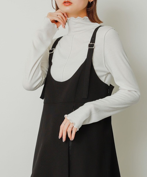 SENSE OF PLACE by URBAN RESEARCH(センスオブプレイスバイアーバンリサーチ)の「『静電気防止』メローハイネックトップ(Tシャツ/カットソー・レディース・ブラック/オレンジ/オフホワイト/チャコールグレー・ONE)」の2枚目の写真