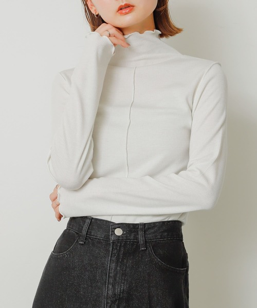 SENSE OF PLACE by URBAN RESEARCH(センスオブプレイスバイアーバンリサーチ)の「『静電気防止』メローハイネックトップ(Tシャツ/カットソー・レディース・ブラック/オレンジ/オフホワイト/チャコールグレー・ONE)」の8枚目の写真