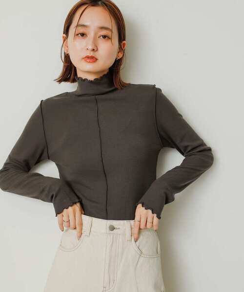 SENSE OF PLACE by URBAN RESEARCH(センスオブプレイスバイアーバンリサーチ)の「『静電気防止』メローハイネックトップ(Tシャツ/カットソー・レディース・ブラック/オレンジ/オフホワイト/チャコールグレー・ONE)」の16枚目の写真