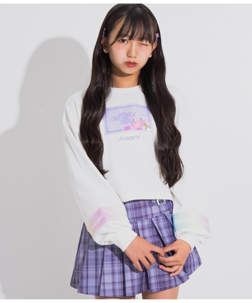 ANAP GｉRL（アナップガール）の「モチーフ入り裏毛トップス（スウェット・キッズ・ホワイト/ブラック/ミント・XS/S/M）」の15枚目の写真