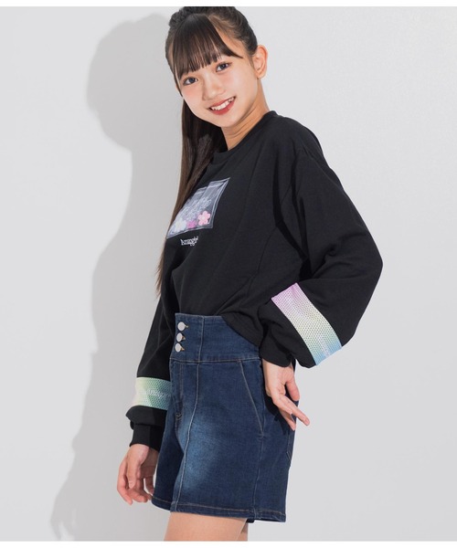 ANAP GｉRL（アナップガール）の「モチーフ入り裏毛トップス（スウェット・キッズ・ホワイト/ブラック/ミント・XS/S/M）」の21枚目の写真