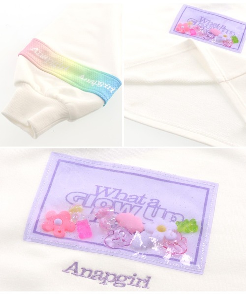 ANAP GｉRL（アナップガール）の「モチーフ入り裏毛トップス（スウェット・キッズ・ホワイト/ブラック/ミント・XS/S/M）」の14枚目の写真