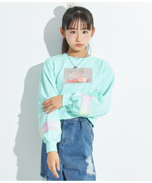 ANAP GｉRL（アナップガール）の「モチーフ入り裏毛トップス（スウェット・キッズ・ホワイト/ブラック/ミント・XS/S/M）」の4枚目の写真