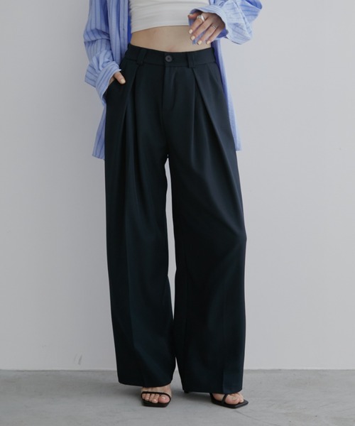 一番人気！サイズ展開あり】センタータックワイドスラックスパンツ