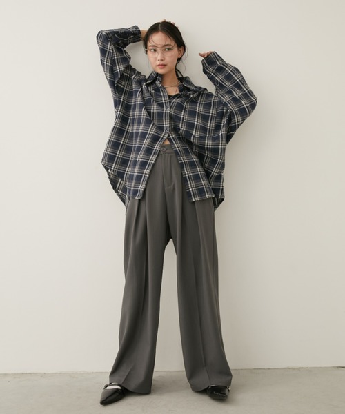 Aunt Marie's（アントマリーズ）の「【一番人気！サイズ展開あり】センタータックワイドスラックスパンツ/オフィスカジュアル/ユニセックス（スラックス・レディース・モカ/グレー/グレイッシュベージュ/ブラック/ネイビー・FREE/MT）」の21枚目の写真