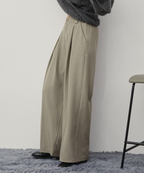 Aunt Marie's（アントマリーズ）の「【一番人気！サイズ展開あり】センタータックワイドスラックスパンツ/オフィスカジュアル/ユニセックス（スラックス・レディース・モカ/グレー/グレイッシュベージュ/ブラック/ネイビー・FREE/MT）」の12枚目の写真
