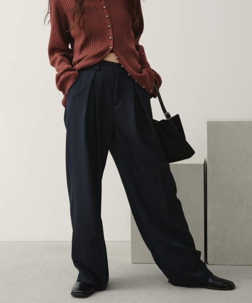 一番人気！サイズ展開あり】センタータックワイドスラックスパンツ