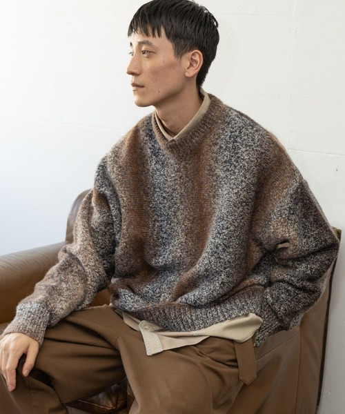 niko and...(ニコアンド)の「スペースダイニットプルオーバー(ニット/セーター・メンズ・ブラウン/ネイビー・MEDIUM/LARGE)」の6枚目の写真