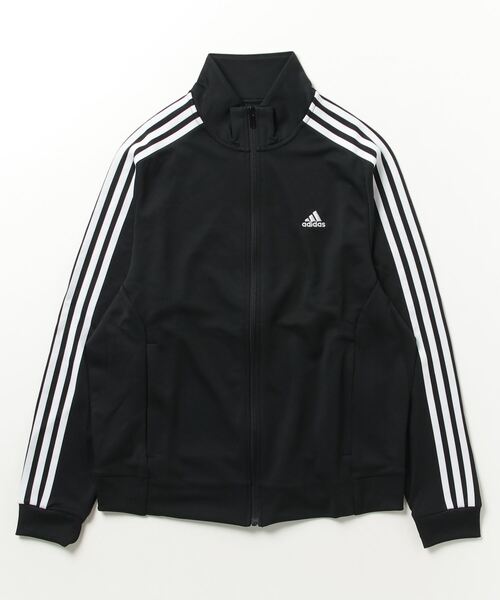 adidas（アディダス）の「アディダス adidas シーズナル スリーストライプス ルーズフィット ダブルニット トラックトップ（ジャージ・レディース・ブラック×ホワイト/ネイビー/ブラック×ブラック・M/S/XL/L）」の2枚目の写真