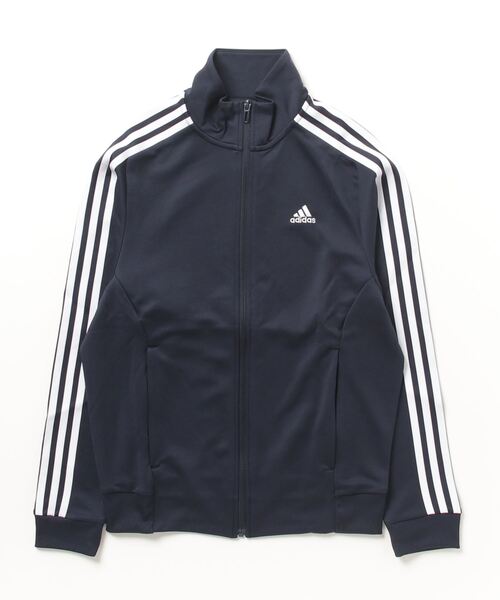 adidas（アディダス）の「アディダス adidas シーズナル スリーストライプス ルーズフィット ダブルニット トラックトップ（ジャージ・レディース・ブラック×ホワイト/ネイビー/ブラック×ブラック・M/S/XL/L）」の3枚目の写真