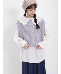 Samansa Mos2 | 前後着引き揃えパール釦ベスト(ベスト)