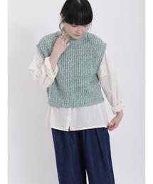 Samansa Mos2 | 前後着引き揃えパール釦ベスト(ベスト)