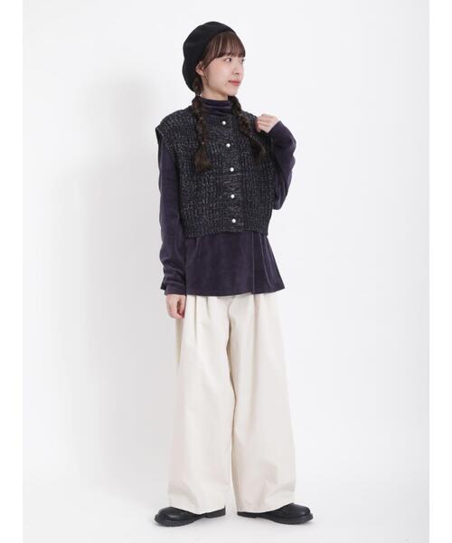 Samansa Mos2（サマンサ モスモス）の「前後着引き揃えパール釦ベスト（ベスト・レディース・グリーン/ベージュ/チャコールグレー/ブルー・F）」の7枚目の写真