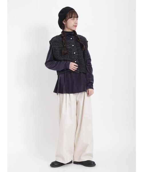 Samansa Mos2（サマンサ モスモス）の「前後着引き揃えパール釦ベスト（ベスト・レディース・グリーン/ベージュ/チャコールグレー/ブルー・F）」の8枚目の写真