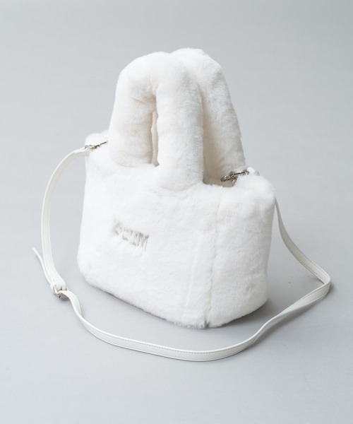 セール】【Seemi.】刺繍ロゴフェイクファーミニバッグ（トートバッグ