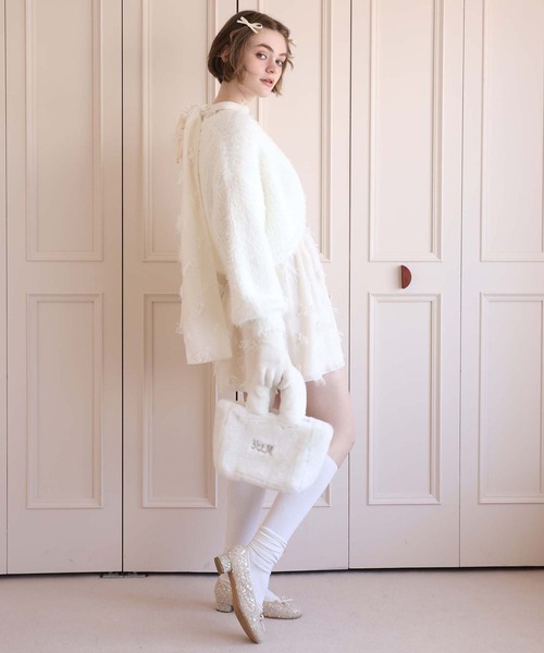 Seemi. byNICECLAUP（ シーミーバイナイスクラップ）の「【Seemi.】刺繍ロゴフェイクファーミニバッグ（トートバッグ・レディース・ピンク/アイボリー/チェック・FREE）」の7枚目の写真