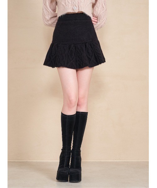 Darich ケーブルニットミニスカート ダーリッチ Darich ケーブルニットミニスカート （グレー